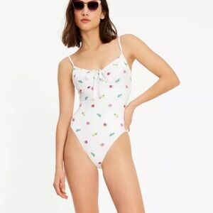 🌻NEW NWOT Kate Spade Sea Garden Embroidered 1-piece Swimsuit Size L $132 Retail